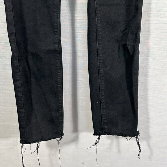 Paige Jeans Womens 27 Hoxton Ankle Black Cotton Stretch Pockets Raw Hem - Picture 3 of 11